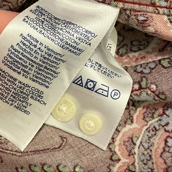 ๐ CHAPS BY RALPH LAUREN | NO IRON WINE MULTICOLOR PAISLEY BUTTON DOWN SHIRT L - Picture 16 of 16